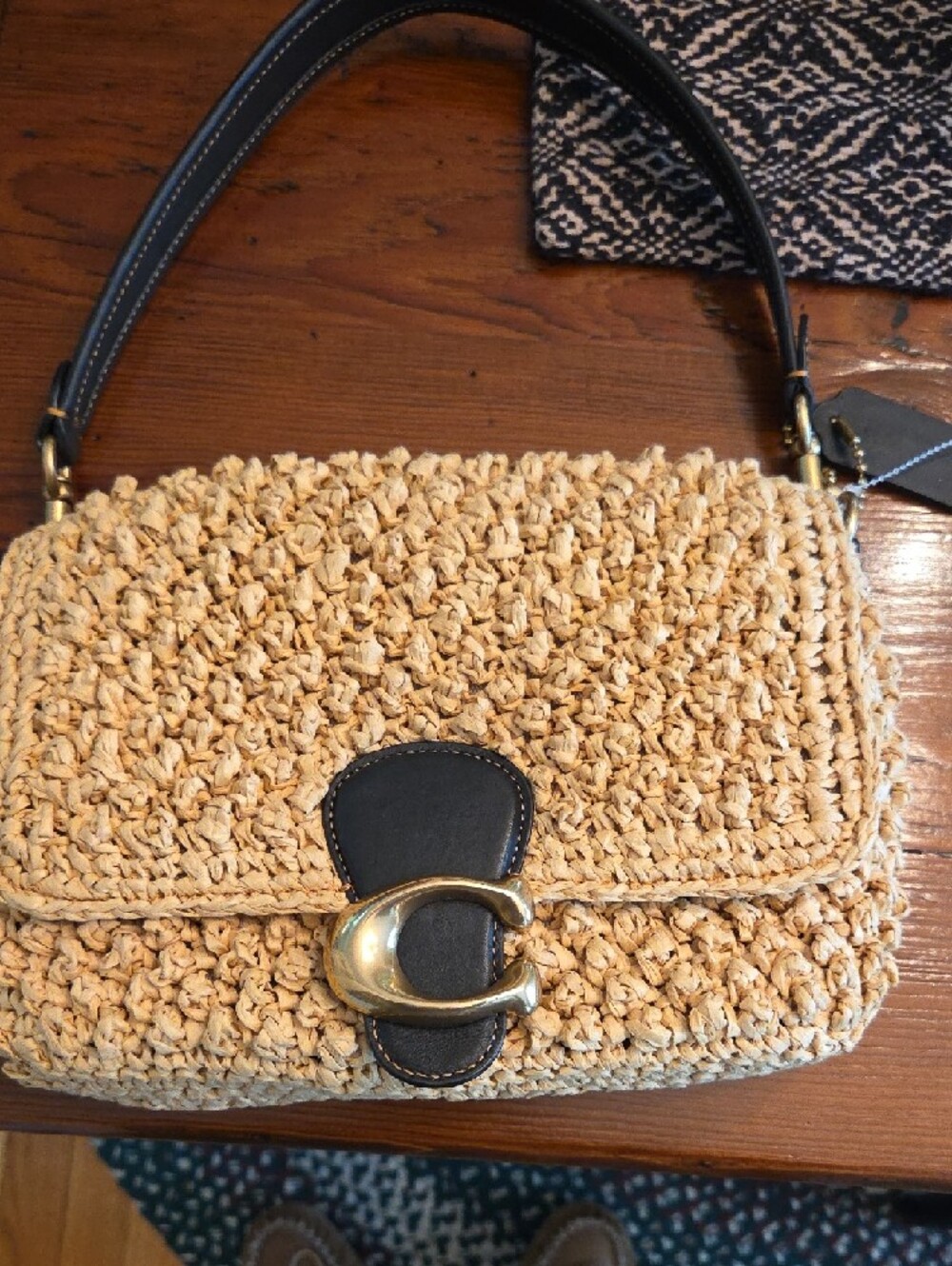 Coach Soft Tabby Shoulder Bag in woven straw - Picture 10 of 17